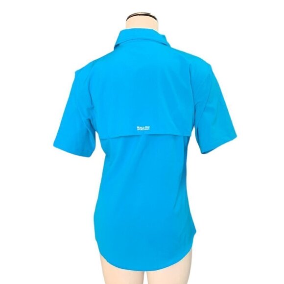 World Wide Sportsman Activewear Fishing Button Up Shirt Women S Blue 133B - Picture 5 of 16